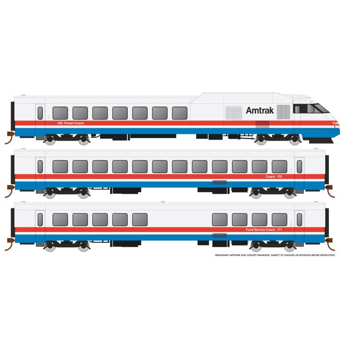 Rapido Turbo Set Amtrak HO Scale RTL Turboliner (DCC/Sound) - Set #3 Phase III Early HO Scale