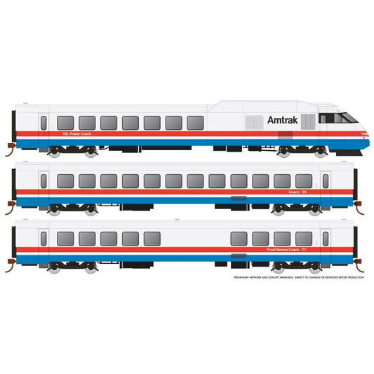 Rapido Turbo Set Amtrak HO Scale RTL Turboliner (DCC/Sound) - Set #3 Phase III Early HO Scale