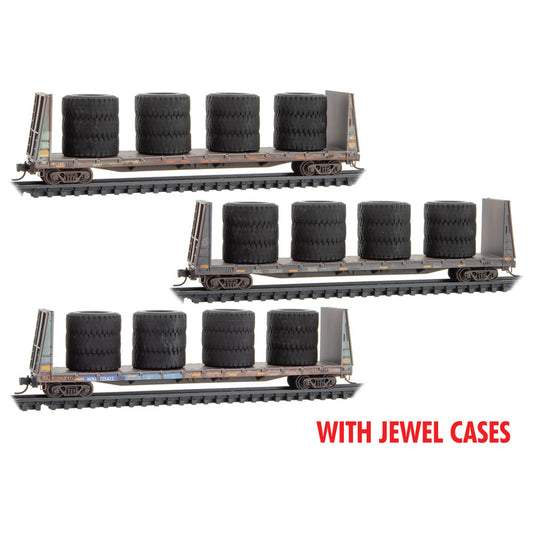 MicroTrains Line Flatcar w/Tire Load 3-Pack Northwestern Oklahoma (NOKL) N Scale Jewel Case