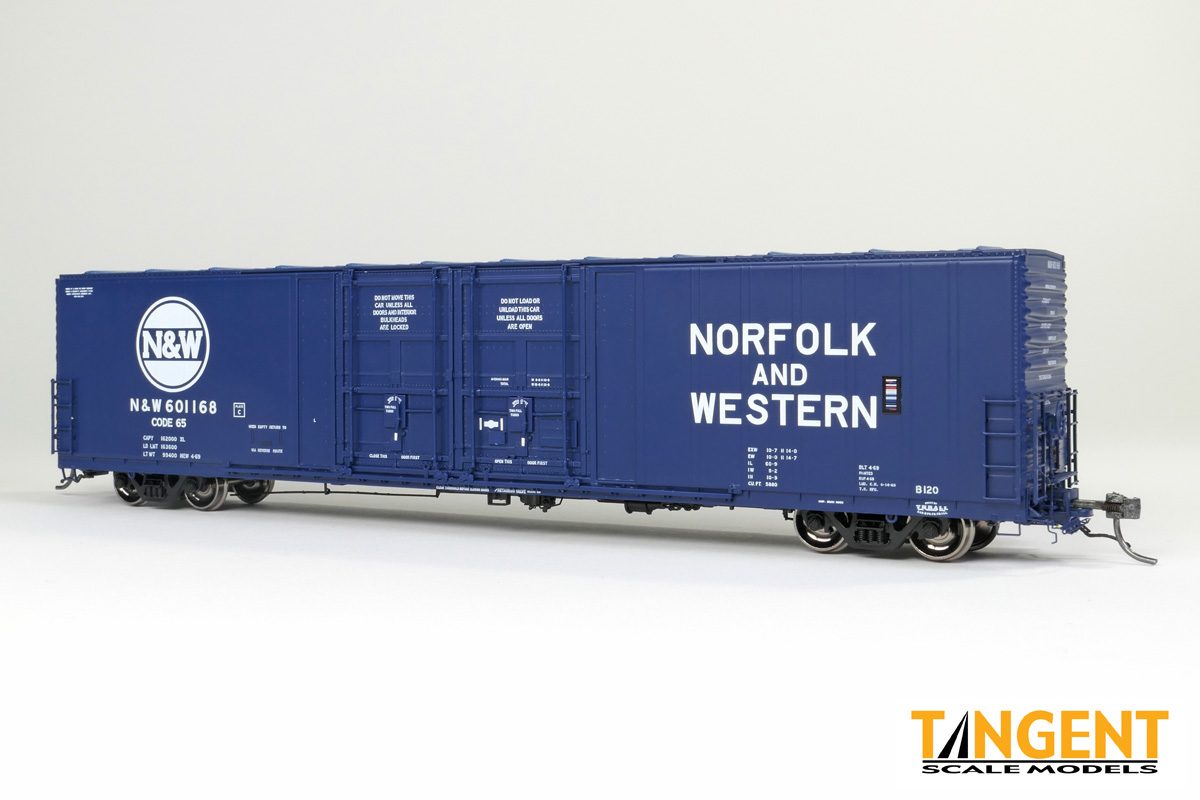 Tangent Scale Models HO Scale 60' Double Plug Door Box Car Norfolk & Western #601168