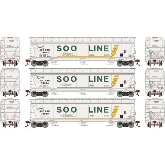Athearn Genesis 4600 Covered Hopper 3-Pack Soo Line
