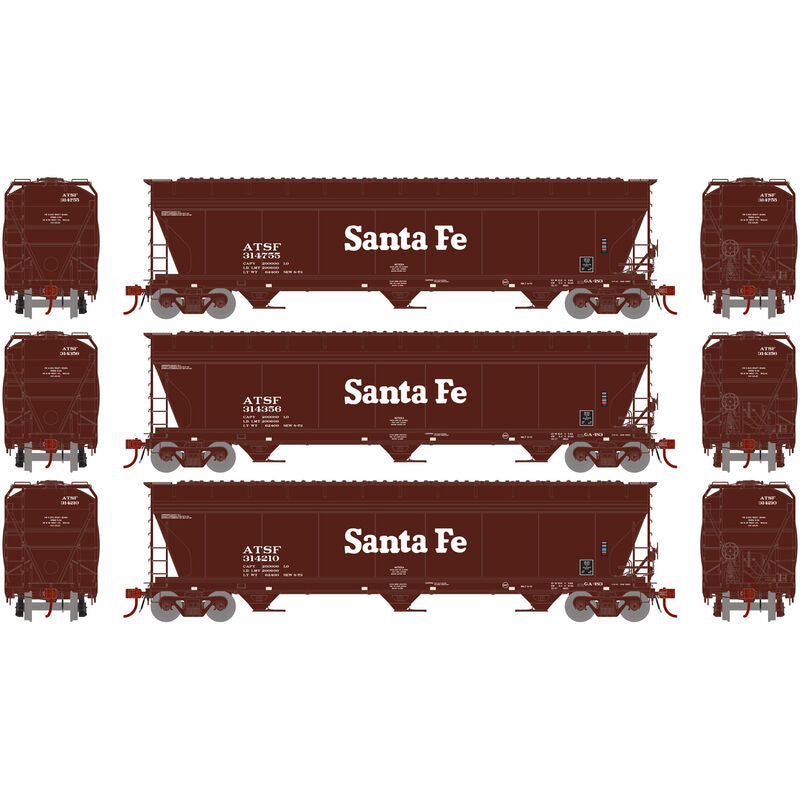 Athearn Genesis 4600 Covered Hopper 3-pack Santa Fe HO Scale