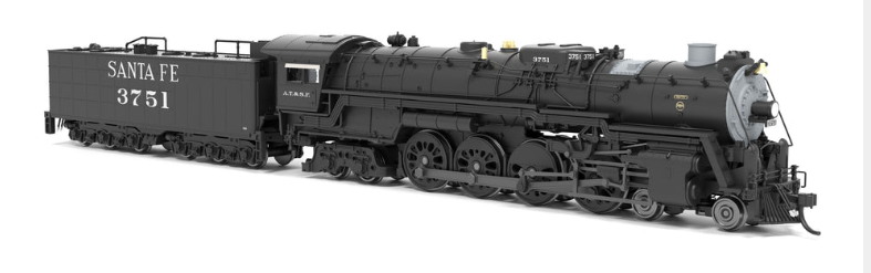 Broadway Limited BLI 9400 N Scale - 4-8-4 Steam Engine DCC/Sound and Smoke, Santa Fe #3751