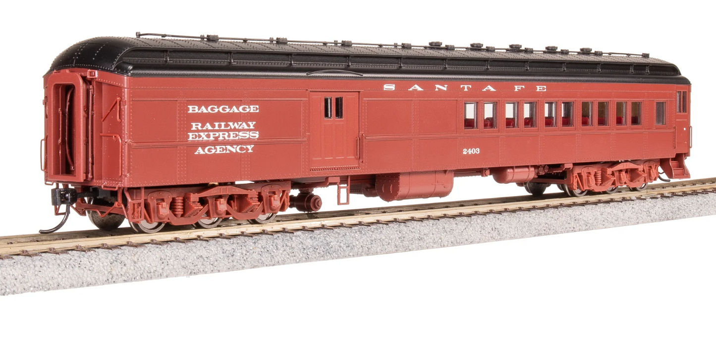Broadway Limited 9110 HO Scale - ATSF Coach-Baggage Combine, #2403, Mineral Red w/ White
