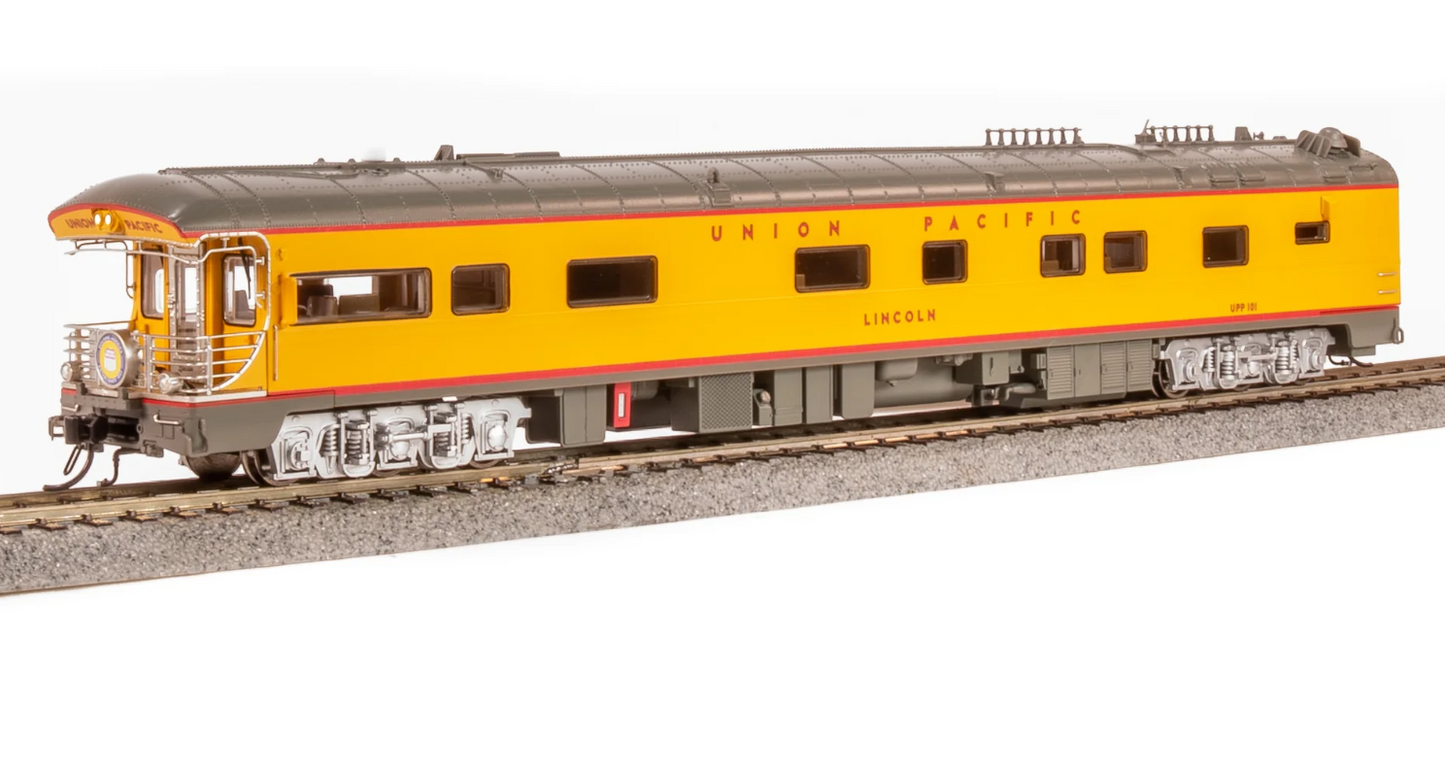 Broadway Limited 9594 HO Scale - Union Pacific Business Car, "Lincoln", Yellow "Building America" Drumhead UP #101