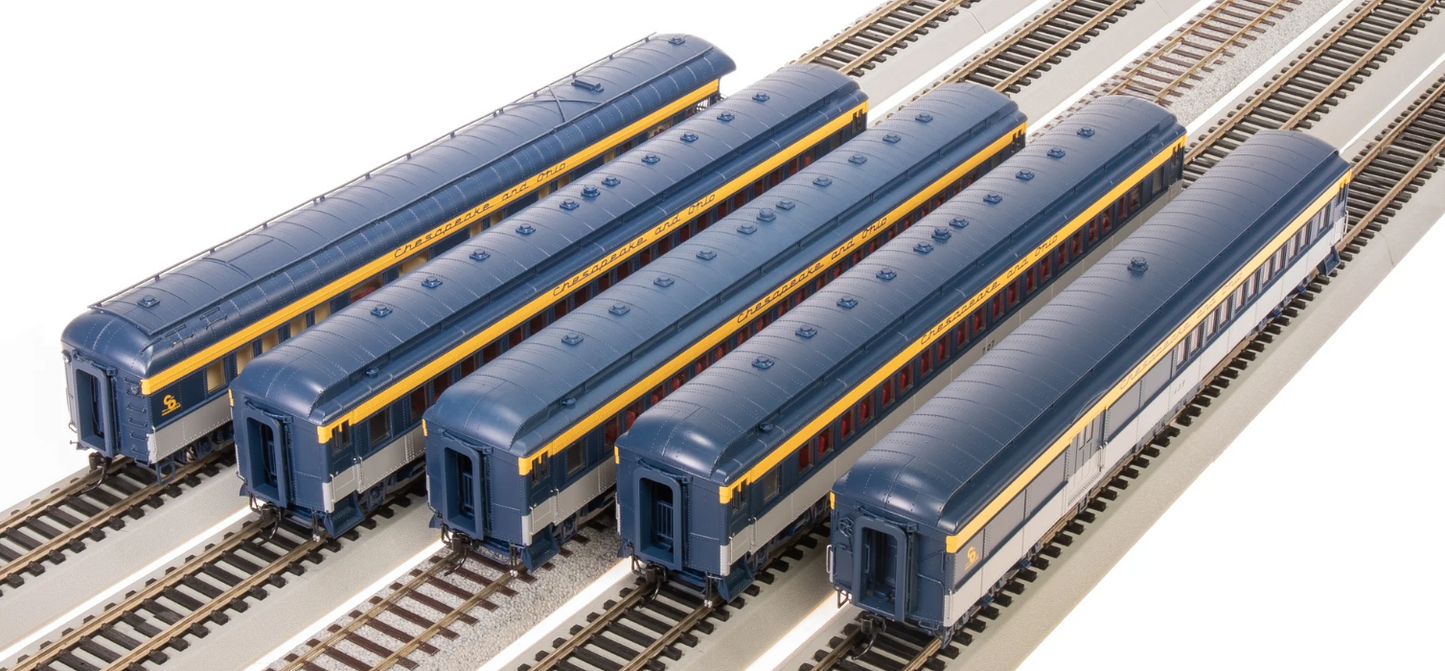 Broadway Limited HO Heavyweight C&O 5-Car Passenger Set, Tri-Color Scheme, (Chesapeake & Ohio #439, #707, #710, #722, #25)
