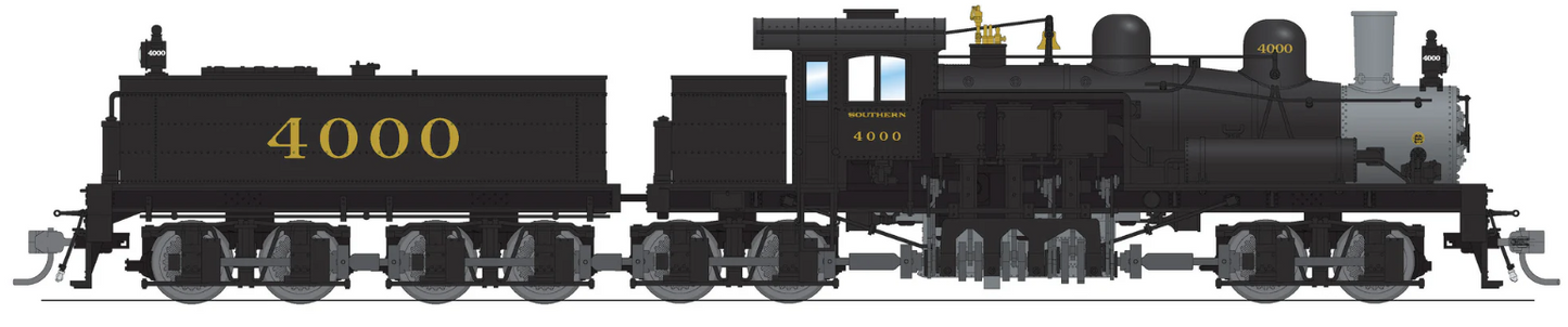 Broadway Limited Imports (BLI) Steam Engine 7815 Class D 4-truck Shay, Southern #4001, In Service Paint, Paragon4 Sound/DC/DCC, Smoke, HO