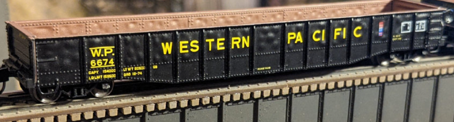 Bluford Shops 52171 N Scale - 52'6" 15-Panel Lightly Dented Mill Gondolas Western Pacific #6738