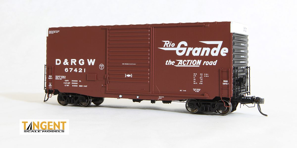 Tangent Scale Models PS-1 40' Mini-Hy Cube Boxcar DRG&W Original Brown 1967 #67421 HO Scale