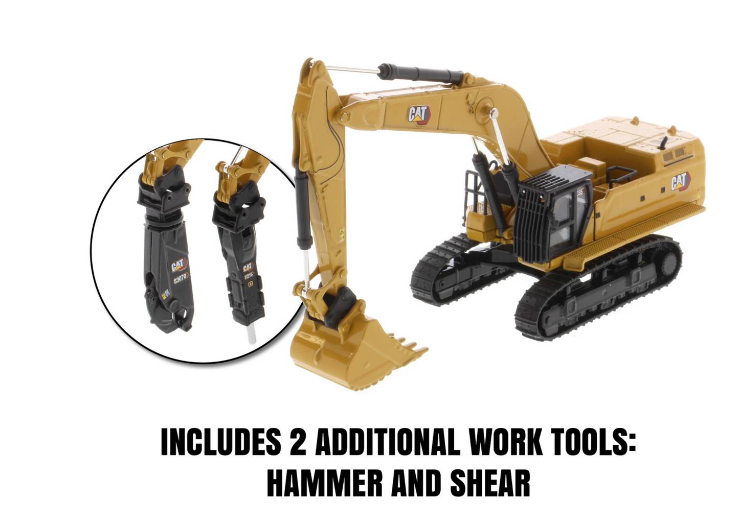 Diecast Masters 85688 HO Scale - Cat 395 Next Generation Hydraulic Excavator GP version (Includes 2 additional tools Hammer and Shear)