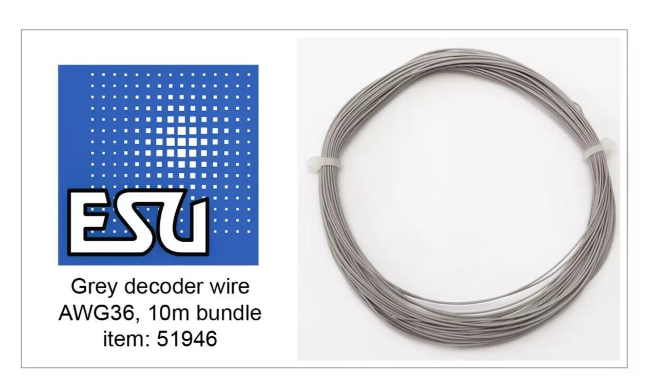 ESU 51946 - Thin Cable, Diameter 0.5mm, AWG36, 2A, 10m wound up, Gray