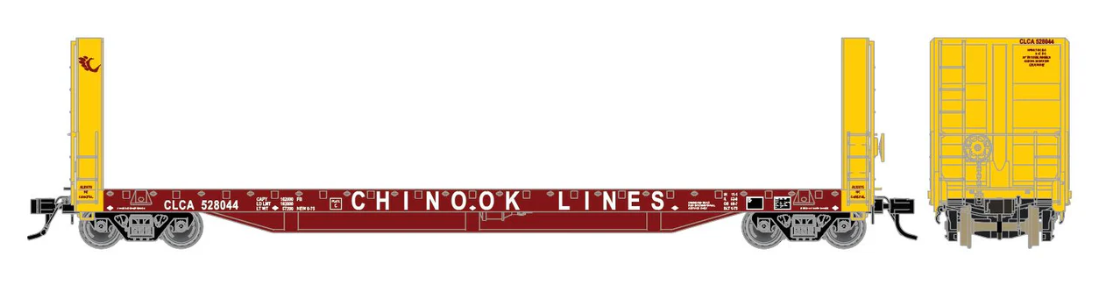 Homeshops Atlas 51'6" Bulkhead Flatcar - Freelance Railroad Chinook Lines #528087 HO Scale