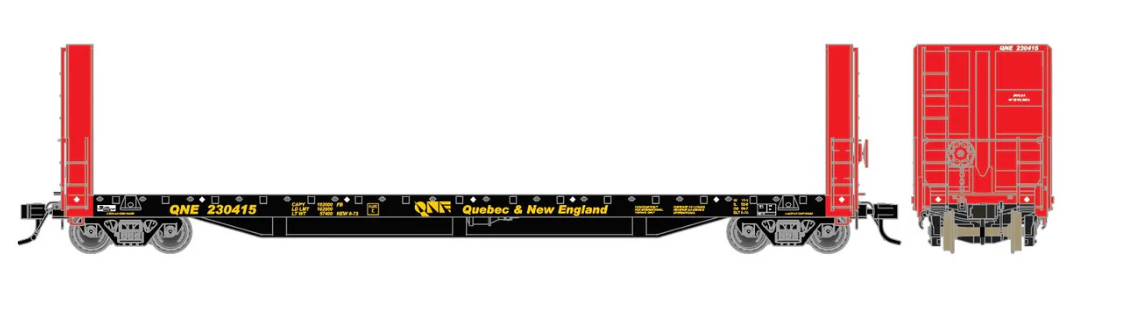 Homeshops Atlas 51'6" Bulkhead Flatcar - Freelance Railroad Quebec & New England #230415 HO Scale