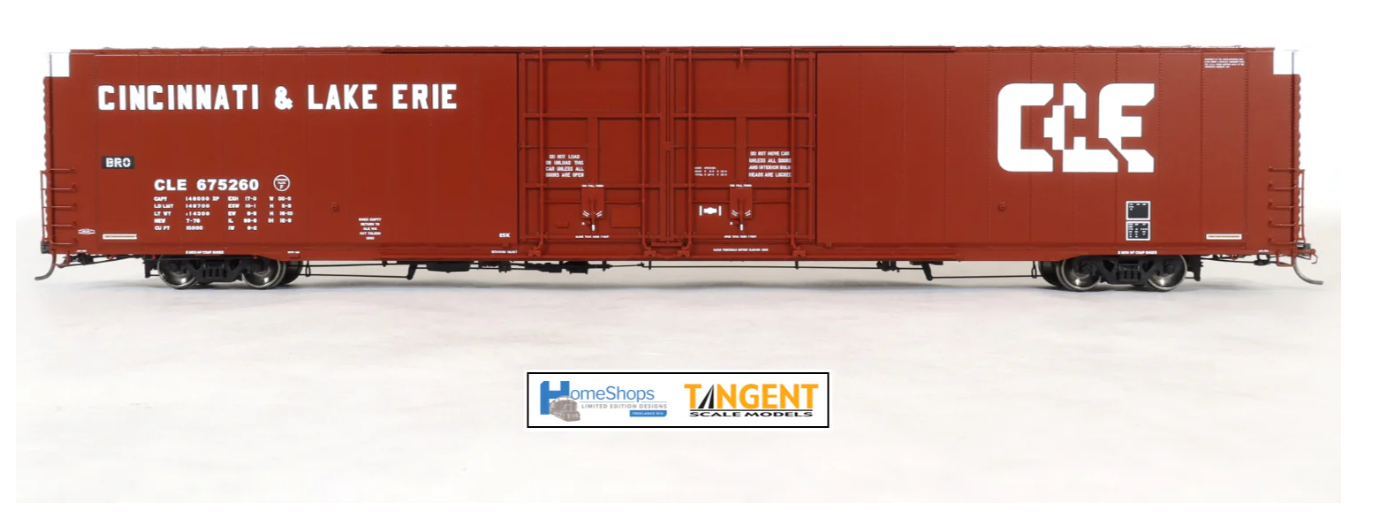 Homeshops /Tangent CLE675297 HO Scale 86' Double Plug Door Box Car Cincinnati & Lake Erie #675297