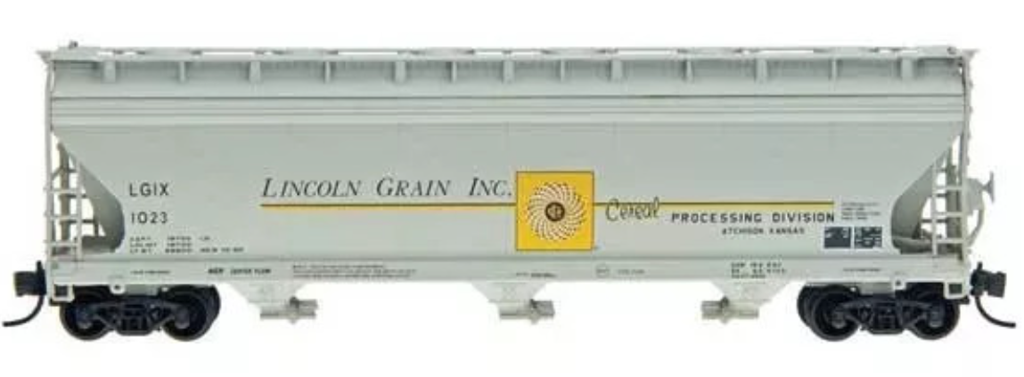 intermountain 67090-11 N Scale - ACF 4650 Cu Ft 3-Bay Hopper Lincoln Grain #1080