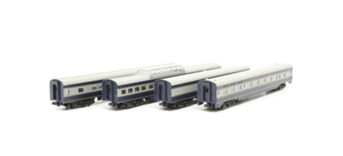 Kato 106-026 N Scale - Smoothside Passenger Cars Baltimore & Ohio blue, grey and yellow 4 Car Set