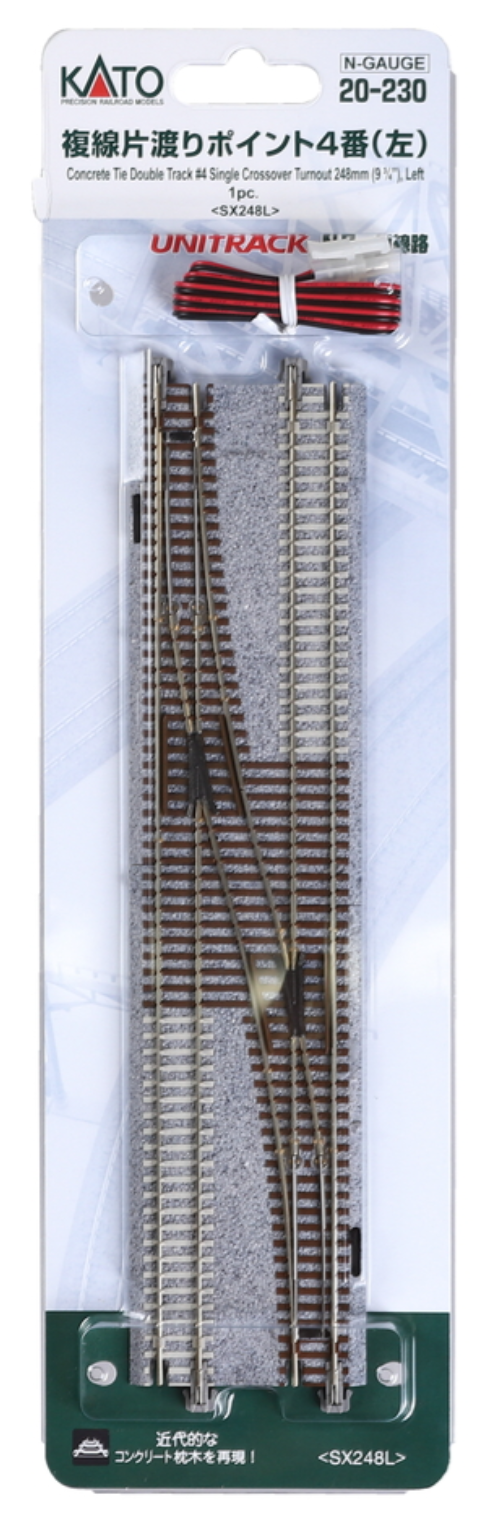 Kato Unitrack 20-230 N Scale - Double Track Single Crossover #4 Turnout Left