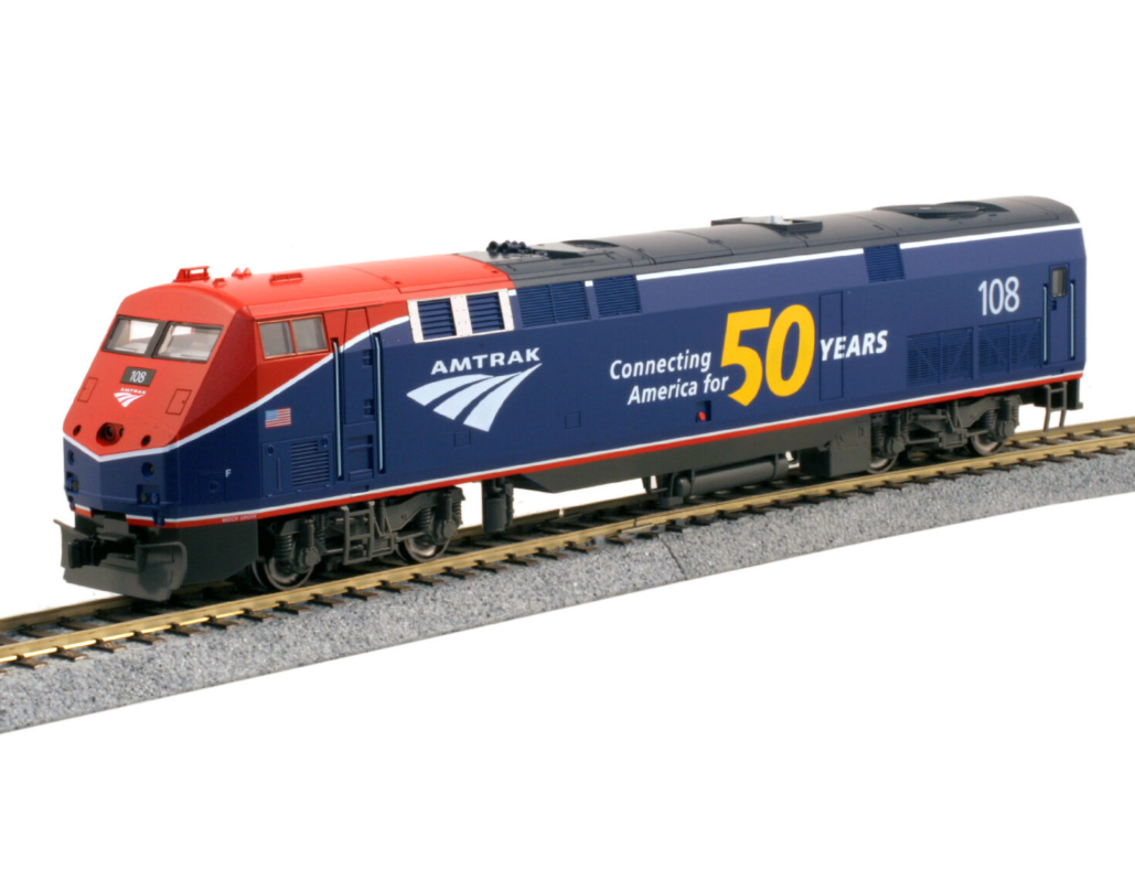Kato 37-6115 HO Scale - P42 Engine Phase VI DC/Silent 50th Anniversary Logo Amtrak #108