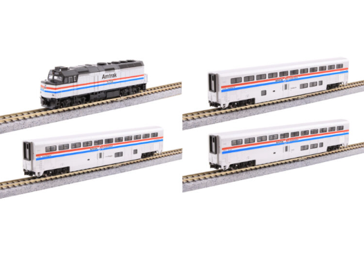 Kato 1063530 N Scale F40PH & Superliner Phase III 4-Unit Set (DC Silent) Amtrak 370, 32064, 31005, 34071
