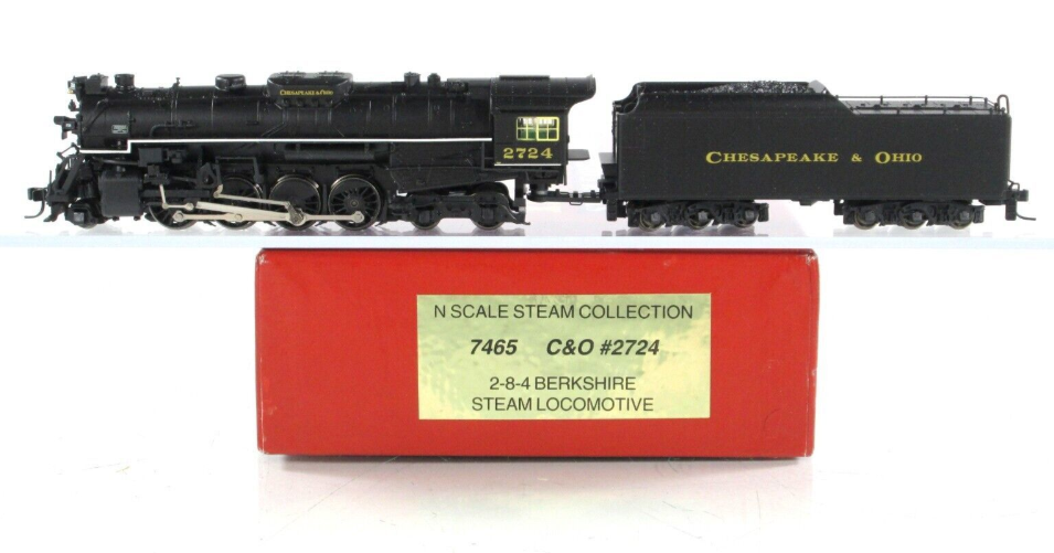 Life Like 7465 N Scale 2-8-4 Van Sweringen Berkshire Steam Engine DC/Silent C&O #2724