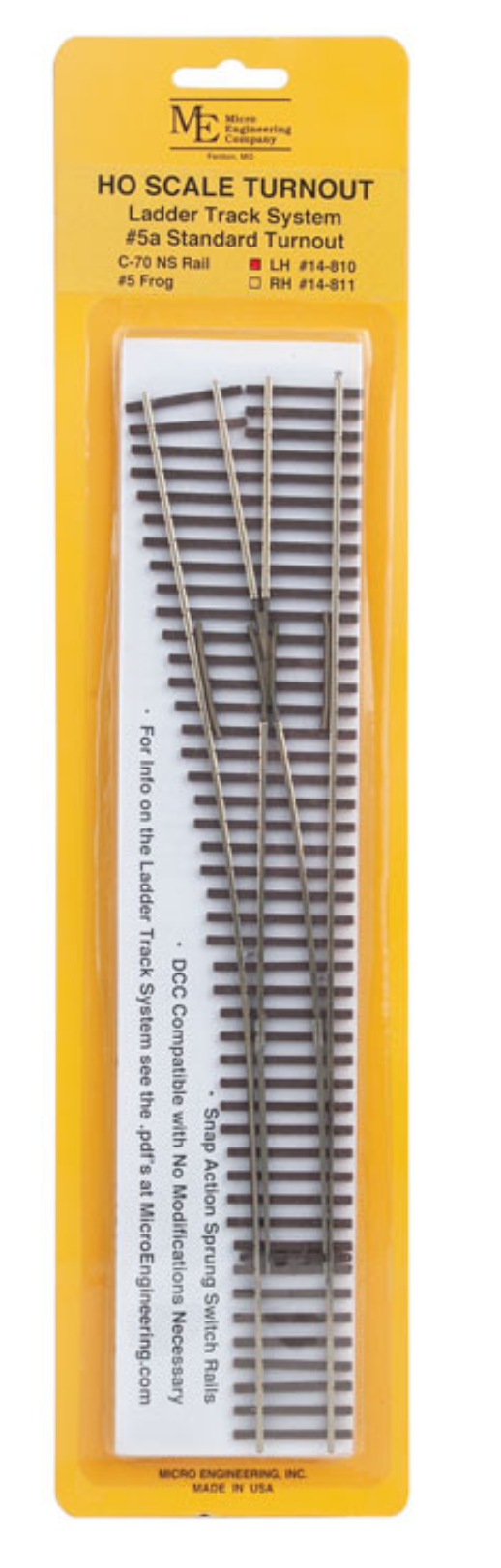 Micro Engineering 14-810 HO Scale - Turnout Code 70 #5a Standard Ladder Track System Left Hand