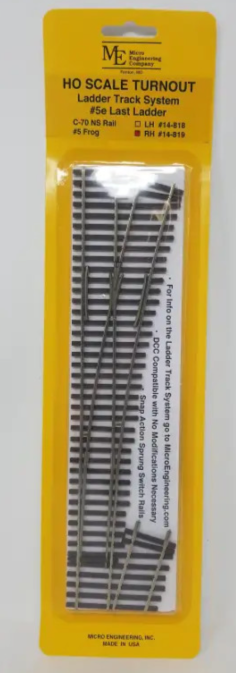 Micro Engineering 14-819 HO Scale - Turnout Code 70 #5d Intermediate Ladder Right Hand