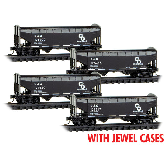 MicroTrains Line 100-Ton 3 Bay Open Hopper with Coal Load Chesapeake & Ohio 4-Pack N Scale