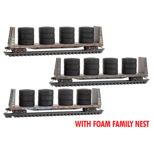 MicroTrains Line Flatcar w/Tire Load 3-Pack Northwestern Oklahoma (NOKL) N Scale