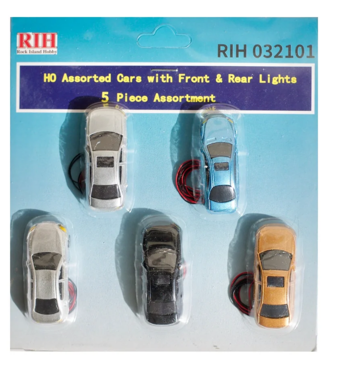 Rock Island Hobby RIH 032101 HO scale - Assorted Cars with Front & Rear Lights (5pcs)