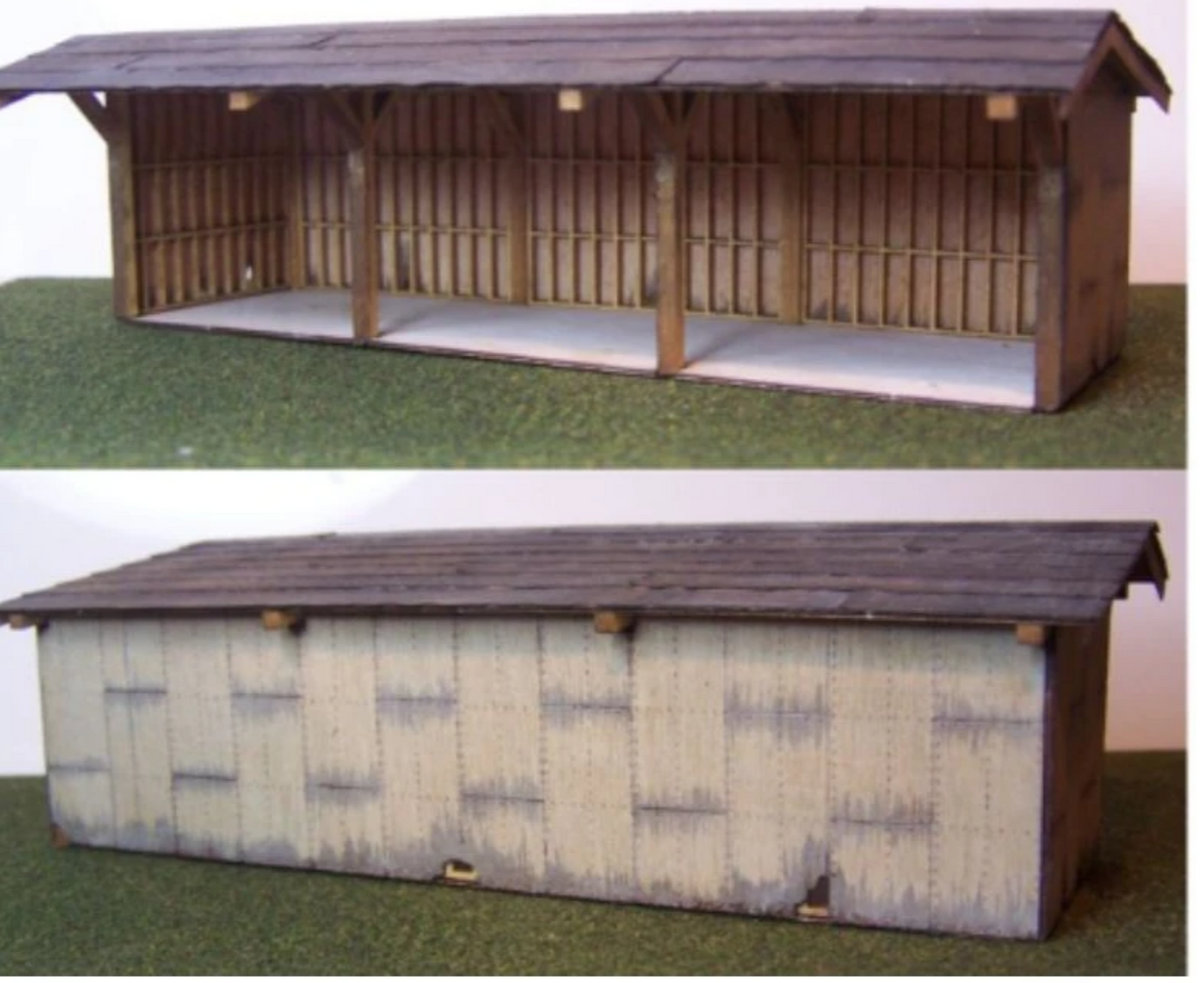 RS Laser 2009 HO Scale - 3 Bay Open Storage Shed Laser Kit