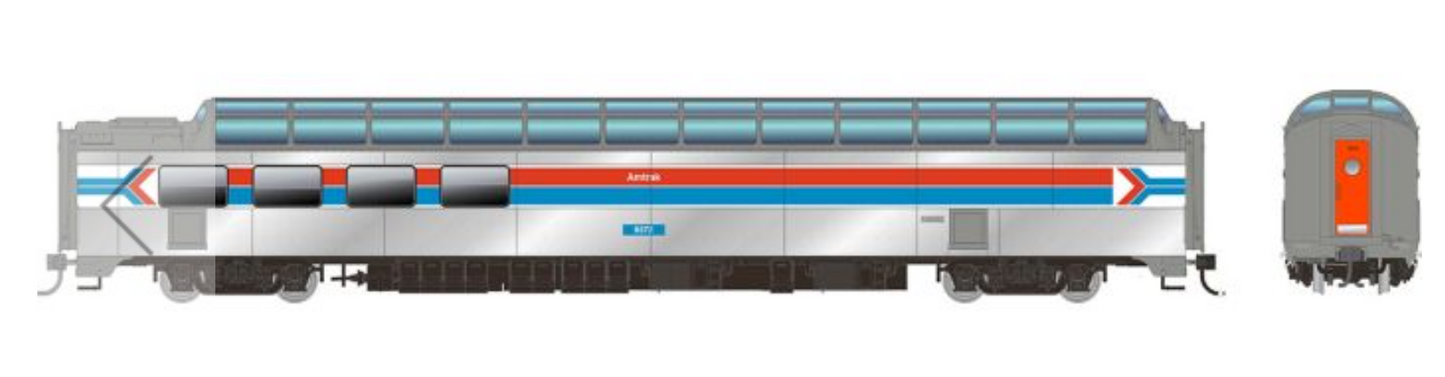 Rapido 175011 HO Scale - SP Dome Lounge Cars with Flat Sides General Service (Interior Lighting) Amtrak #9371