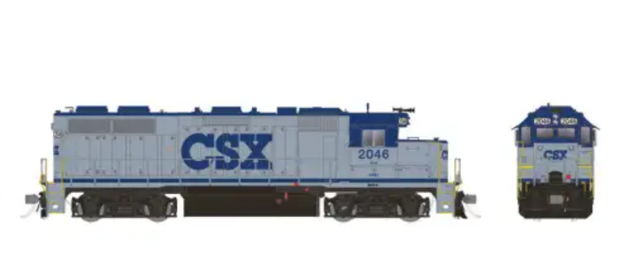 Rapido 38512 HO Scale - GP38 DCC/Sound - CSX (Grey, Blue & Black) #2046