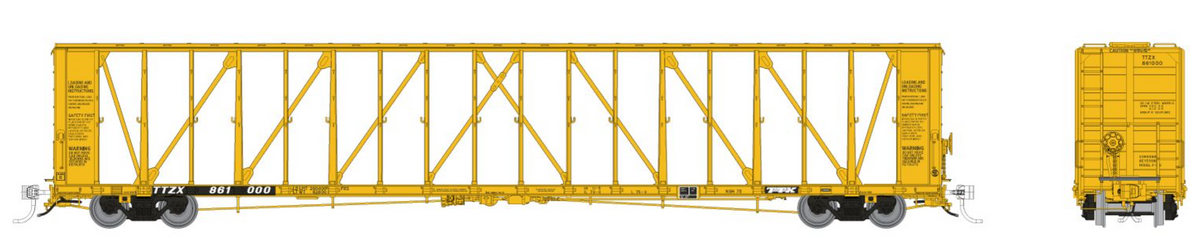 Rapido 562015 N Scale - NSC Centerbeam Flatcars 6-Pack Trailer Train (TTZX) - Late, Flush Deck