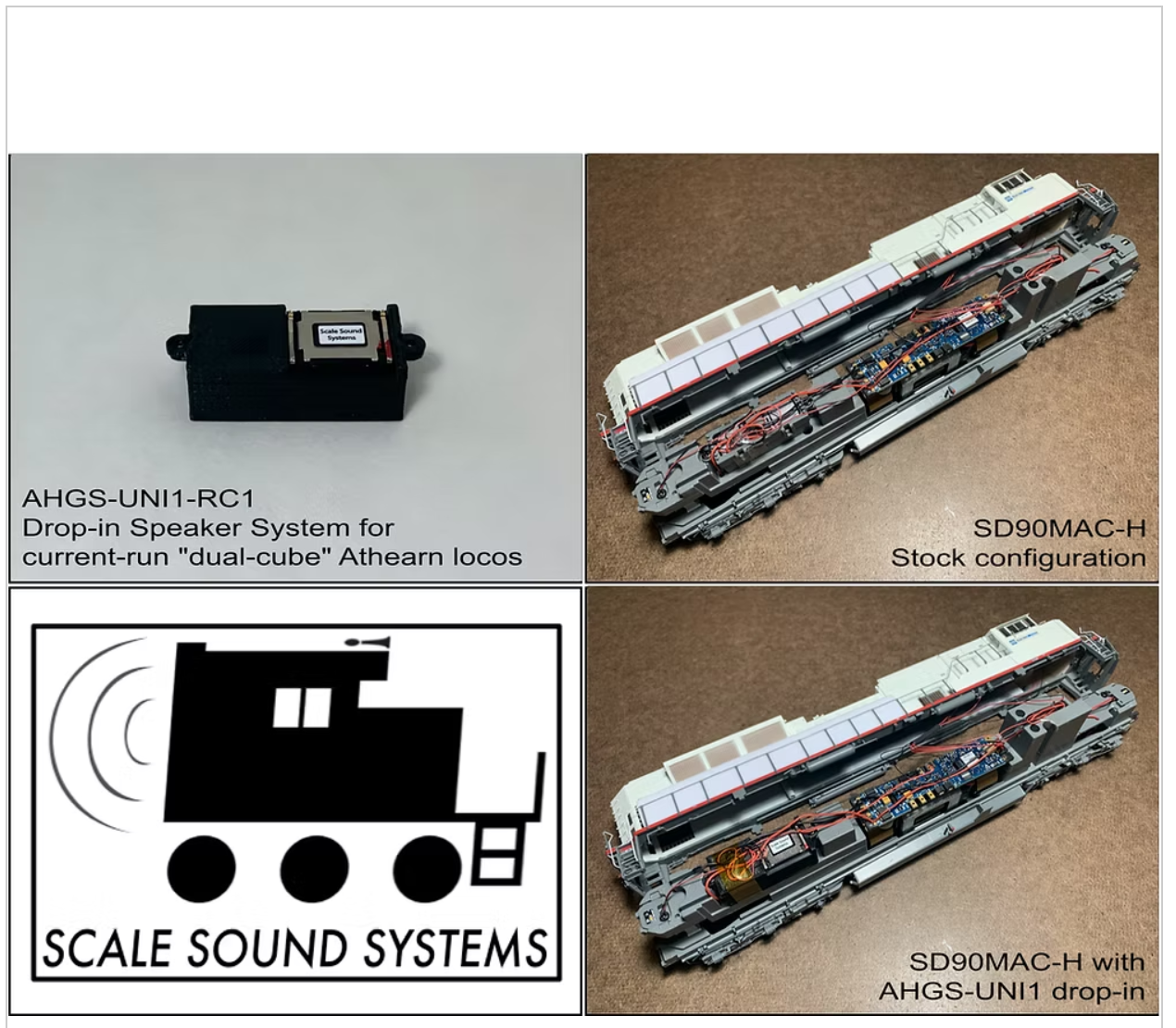 Scale Sound Systems Speaker AHGS UNI1 Athearn AC4400, DASH-9, SD70ACu, SD80/90MAC, F59PHI, Others