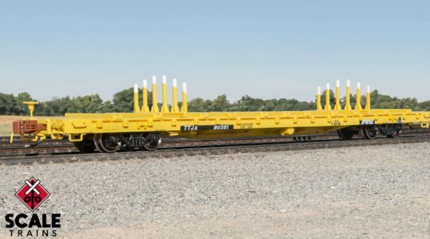 Scale Trains SXT38990 N Scale - BSC F68BH Finger Rack Flatcar Rivet Counter TTX/Speed Logo/TTJX 80427