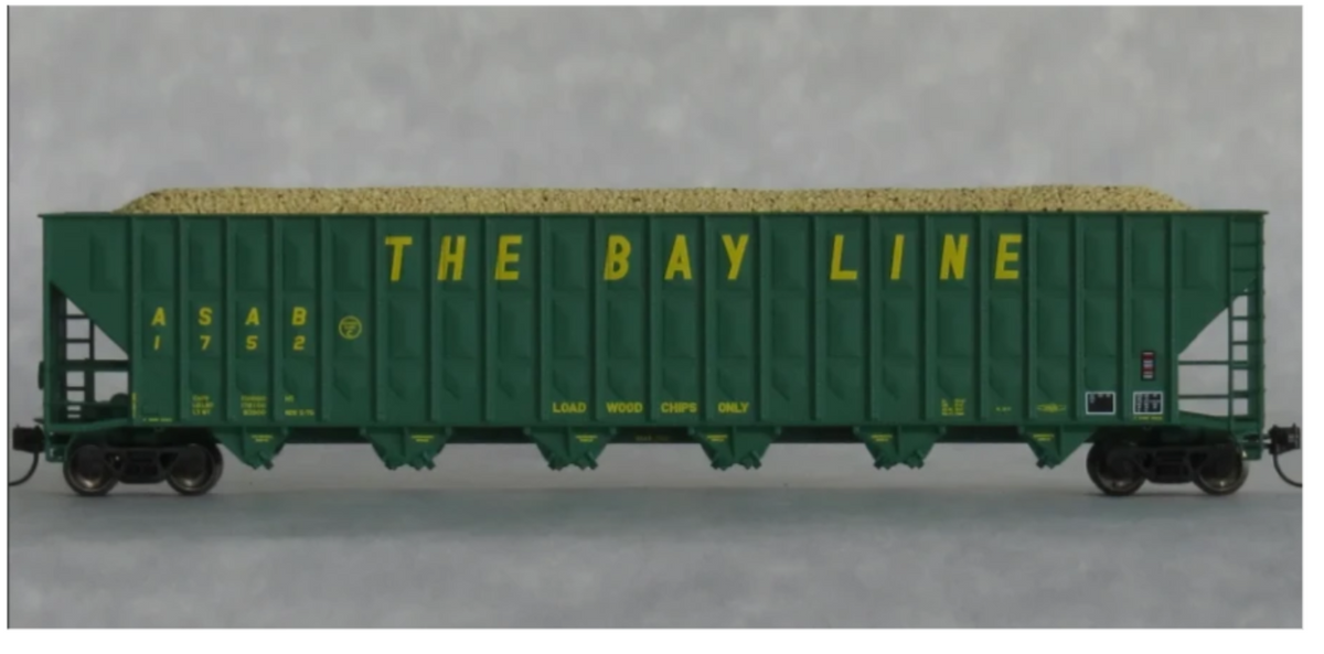 Trainworx 27056-01 N Scale - Greenville 7000 Cubic Ft Wood Chip Hopper Atlanta & St. Andrews Bay - The Bay Line #1752