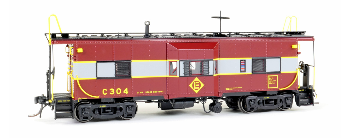 Tangent Scale Models 60712-01 HO Scale - Erie Lackawanna (EL) “Gray & Maroon 1973+” Erie ICC Bay Window Caboose #C304