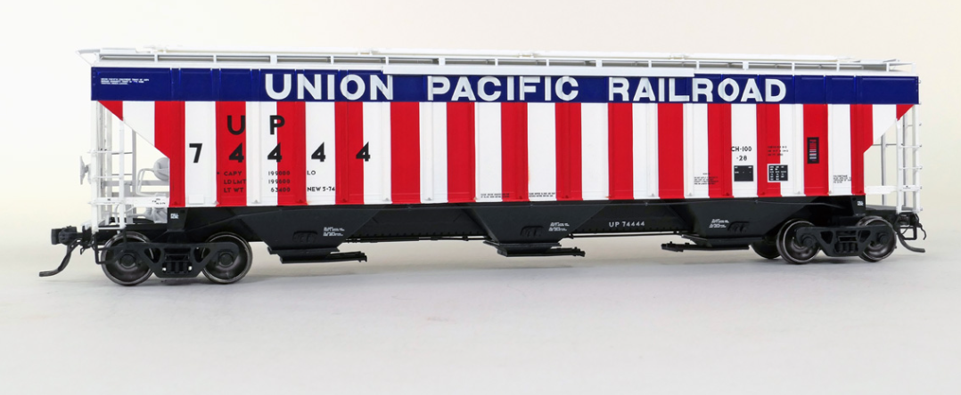 Tangent Scale Models 20088-01 HO Scale - 4750CuFt Covered Hopper Union Pacific (UP) “Bicentennial CH-100-28 1974” #74444