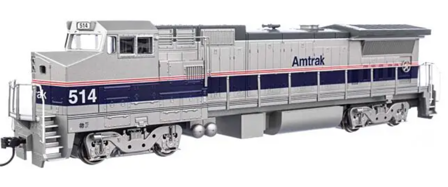 Walthers Mainline 910-9564 HO Scale Dash 32-8WH Standard DC - Amtrak #514 - Phase IV (silver, blue stripe, red & white pinstripes)