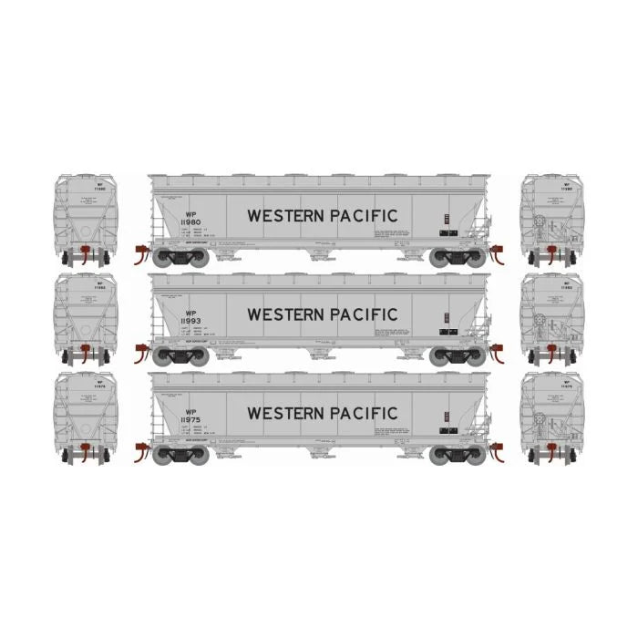 Athearn Genesis ACF 4600 3-BAY CENTERFLOW HOPPER WESTERN PACIFIC 3 PACK HO Scale
