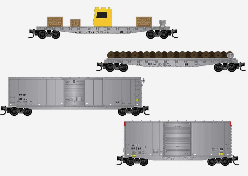 MicroTrains Line 983 02 281 - N SCALE Atchison, Topeka & Santa Fe MOW 4 Pack
