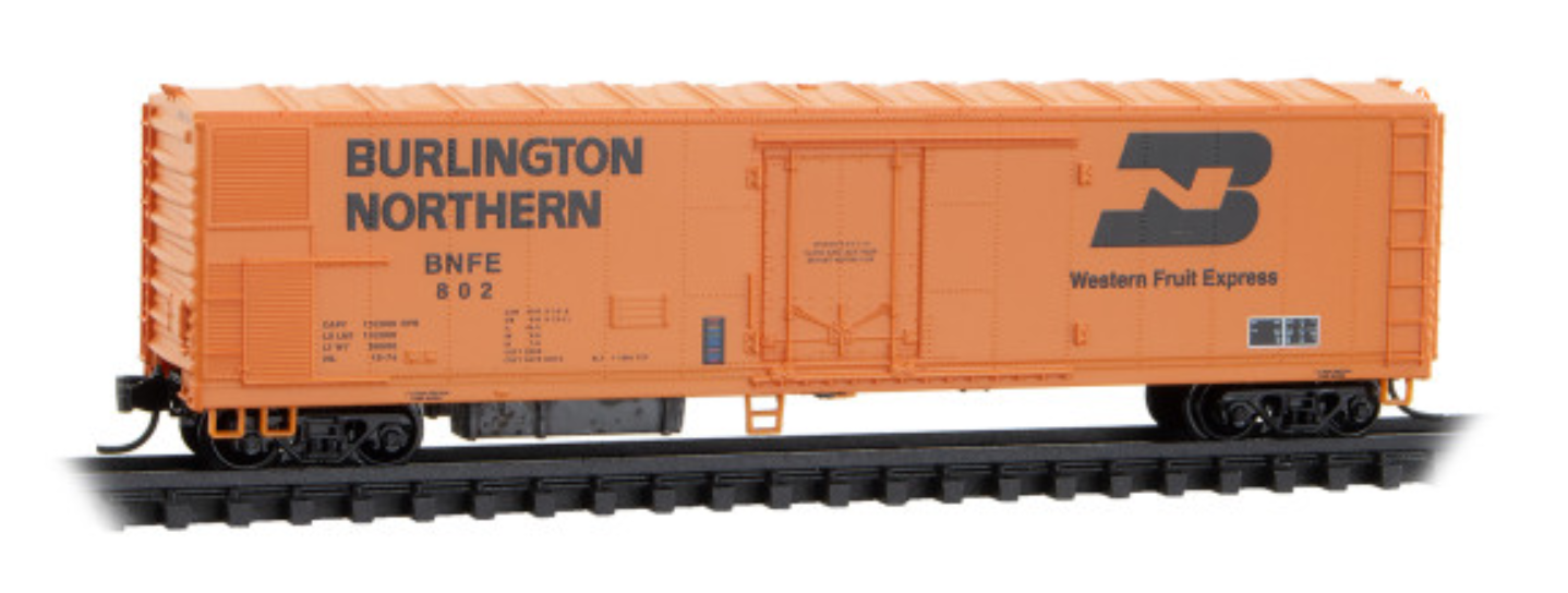 MicroTrains Line 082 00 011 N SCALE -Burlington Northern WFE 51' Rivet Side Mechanical Reefer #802