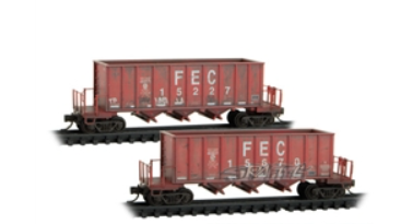 MicroTrains Line 983 05 079 N SCALE - Florida East Cost Rapid Discharge Hopper 2 Pack Weathered Jewel Case