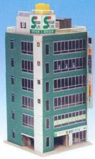 Kato 23-434A N Scale -pre-built 6-story commercial building designed for model railway layouts and dioramas