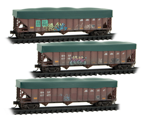 MicroTrains Line 983 02 252 - N SCALE Open Hopper, 3-Bay, 100 Ton - Burlington Northern Santa Fe - 3-pk
