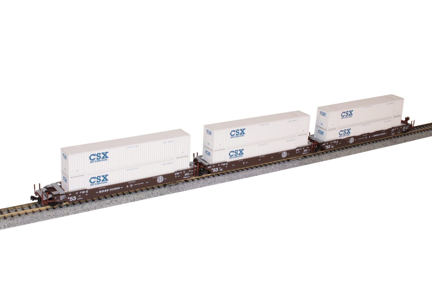 Kato Gunderson Maxi-IV Double Stack Car 3 Unit Set BNSF #253806 N Scale