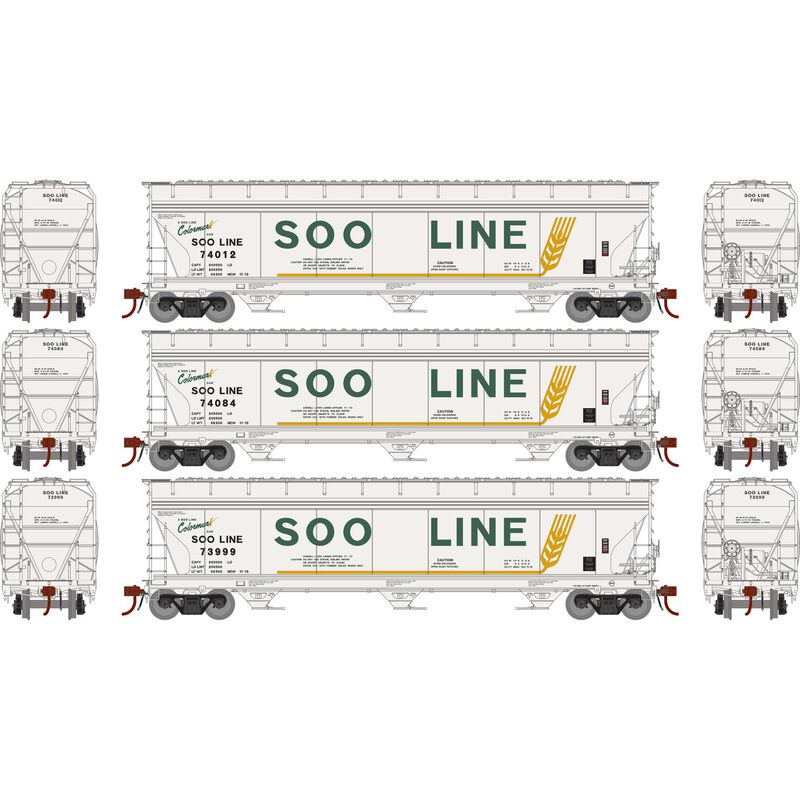 Athearn Genesis 4600 Covered Hopper 3-Pack Soo Line