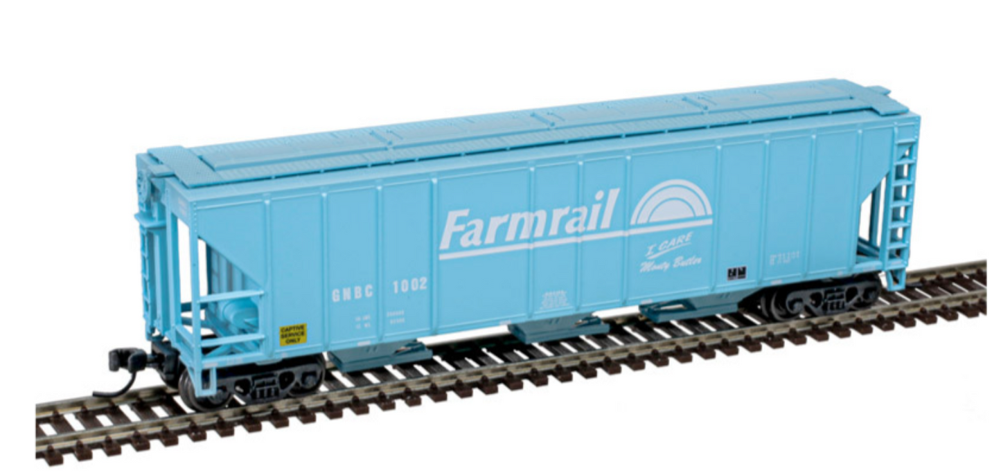 Atlas Master 50006790 N Scale - PS4427 3-Bay Covered Hopper Farmrail (GNBC) (Teal/White) #1002