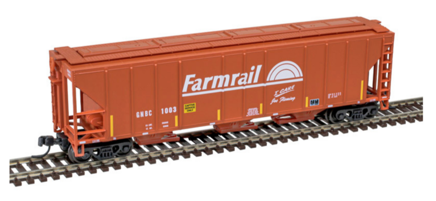 Atlas Master 50006791 N Scale - PS4427 3-Bay Covered Hopper Farmrail (GNBC) (Brown/White) #1003