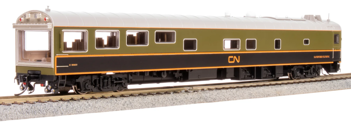 Broadway Limited 9160 HO Scale CN Track Inspection Car, "Sandford Fleming", Green/Black/Yellow Scheme, IC 800653